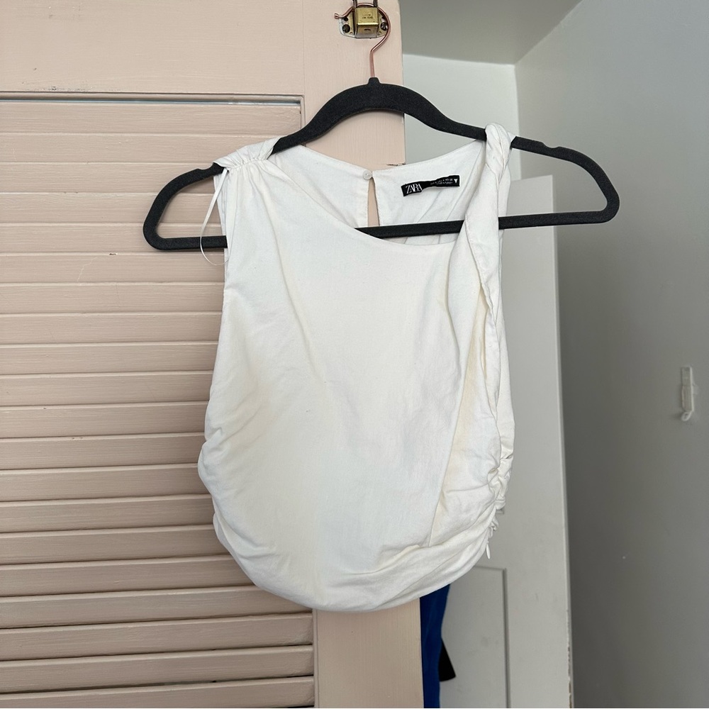 Zara white crop top with twist strap size small